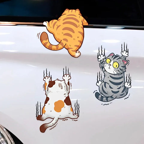 3pcs Funny Pet Cat Car Sticker Climbing Cats Animal Styling Stickers Decoration Car Body