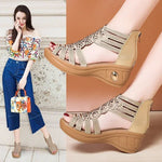 2024 New Fashion Wedge Sandals Shoes Elegant Ladies Rome Hollow Out Sandals