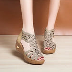 2024 New Fashion Wedge Sandals Shoes Elegant Ladies Rome Hollow Out Sandals