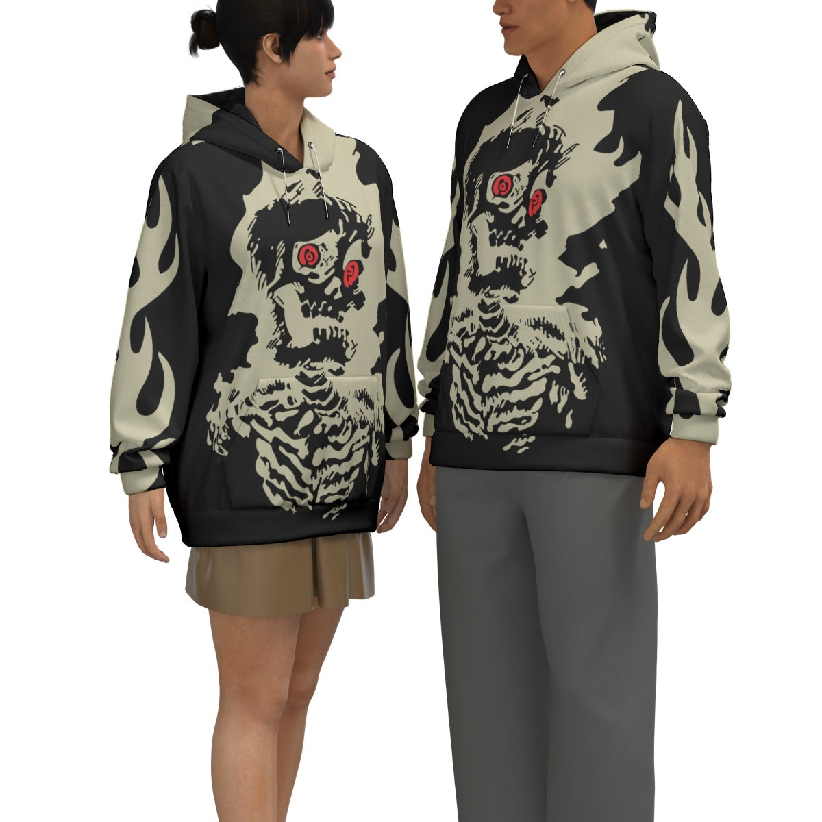 2025 Retro Devil Skull Print Top Y2K Harajuku Loose Fashion Hoodie