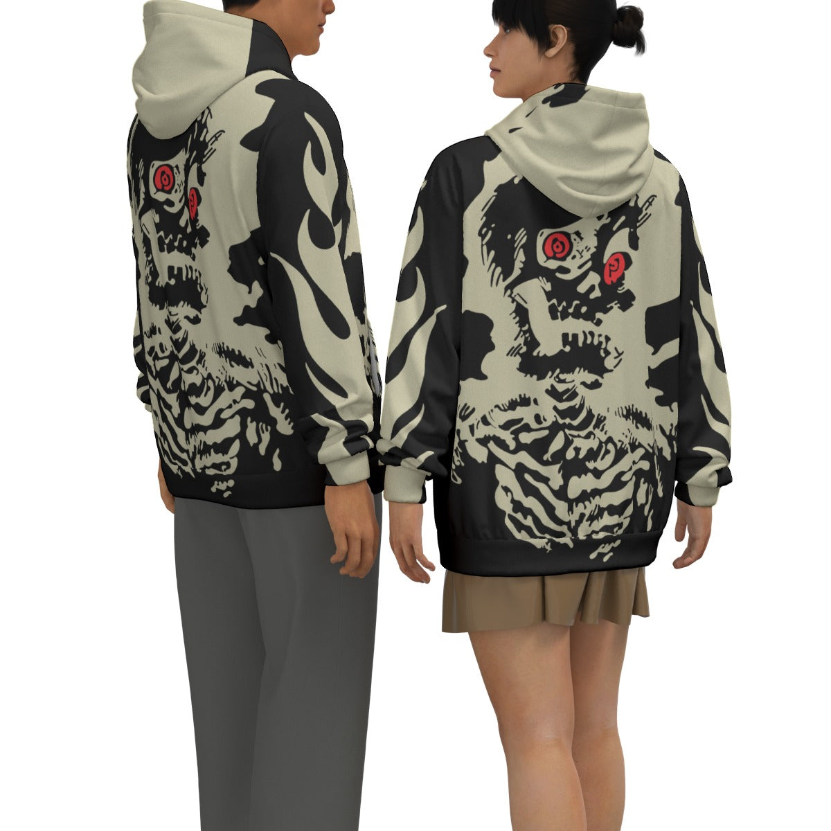 2025 Retro Devil Skull Print Top Y2K Harajuku Loose Fashion Hoodie