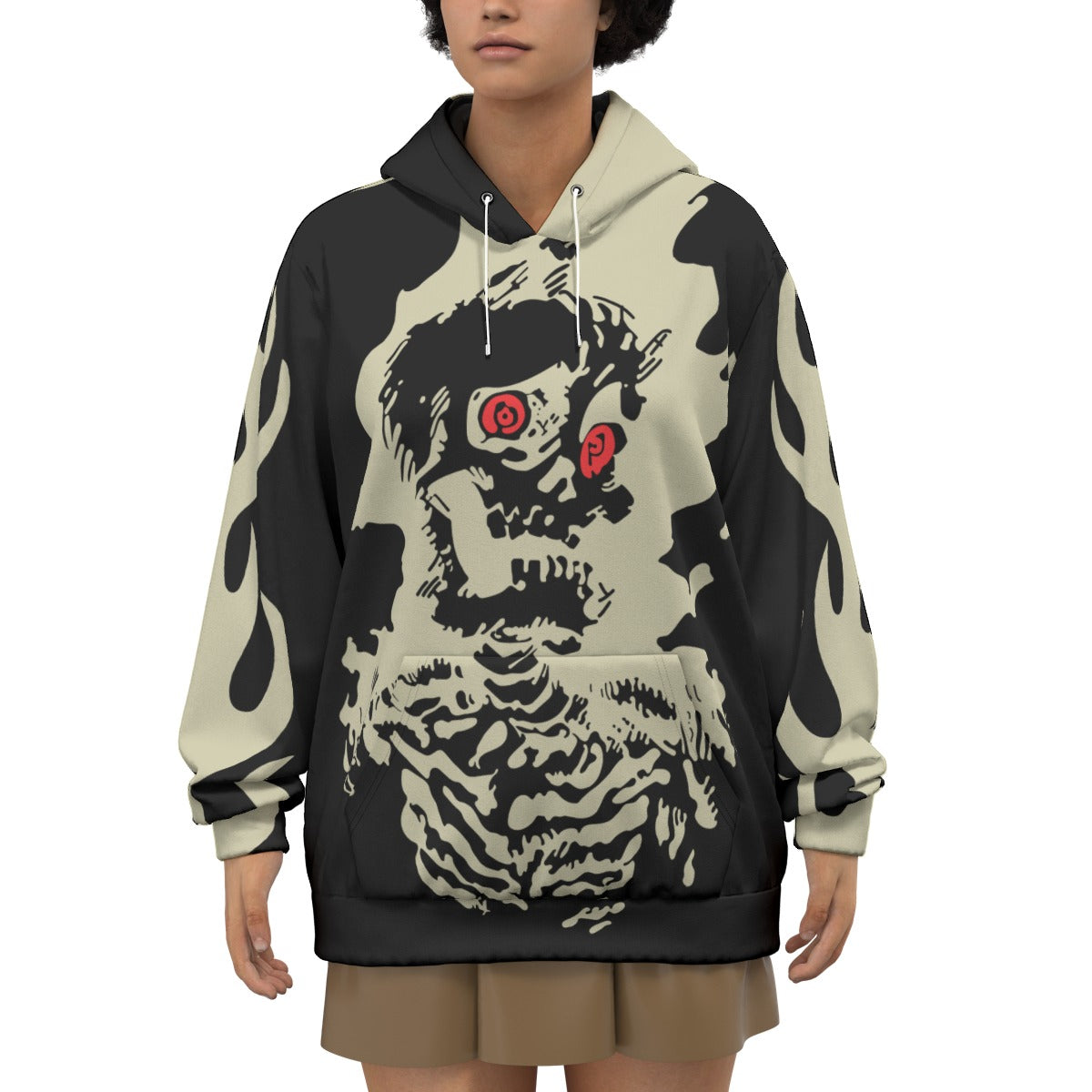 2025 Retro Devil Skull Print Top Y2K Harajuku Loose Fashion Hoodie
