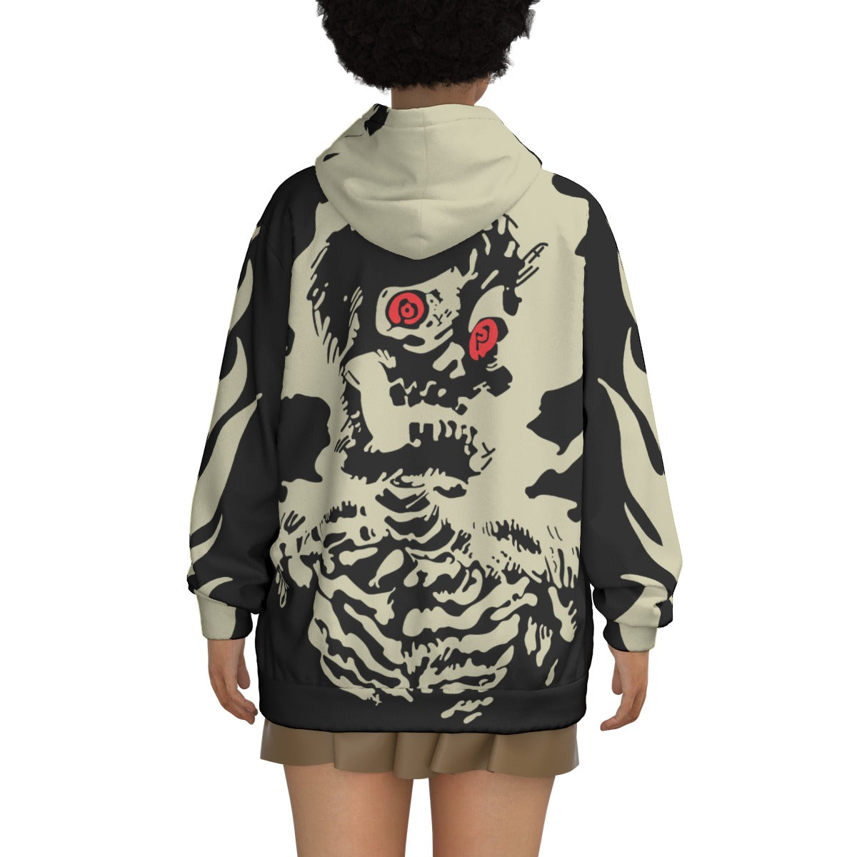 2025 Retro Devil Skull Print Top Y2K Harajuku Loose Fashion Hoodie
