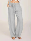 Women Cotton Linen Pants High Waist Wide-Leg