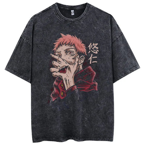Oversized Acid Washed Retro Punk T-shirt Unisex
