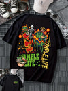 Comic Earth Skull Head Letter Print Men's T-shirt