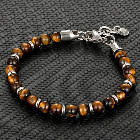 Charm Stainless steel Chain Colorful Natural Stone Bracelet Male Jewelry Gift New