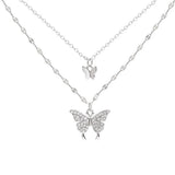 New Shiny Butterfly Necklace Ladies Exquisite Double Layer Clavicle Chain Necklace