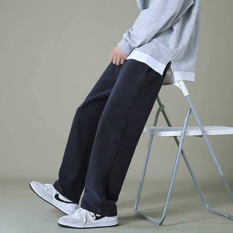 Autumn Fashion Essential Men's Korean Style Denim Wide-Leg Pants