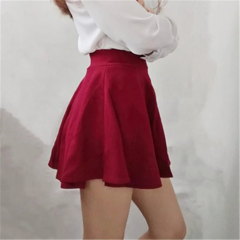 Women's Summer High Waist Pleated Midi Skirt