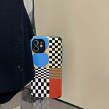 New Lattice grid phone case 3D Leather for iphone