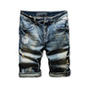 Classic Retro Distressed Men's Letter Jeans Shorts Knee Length Straight