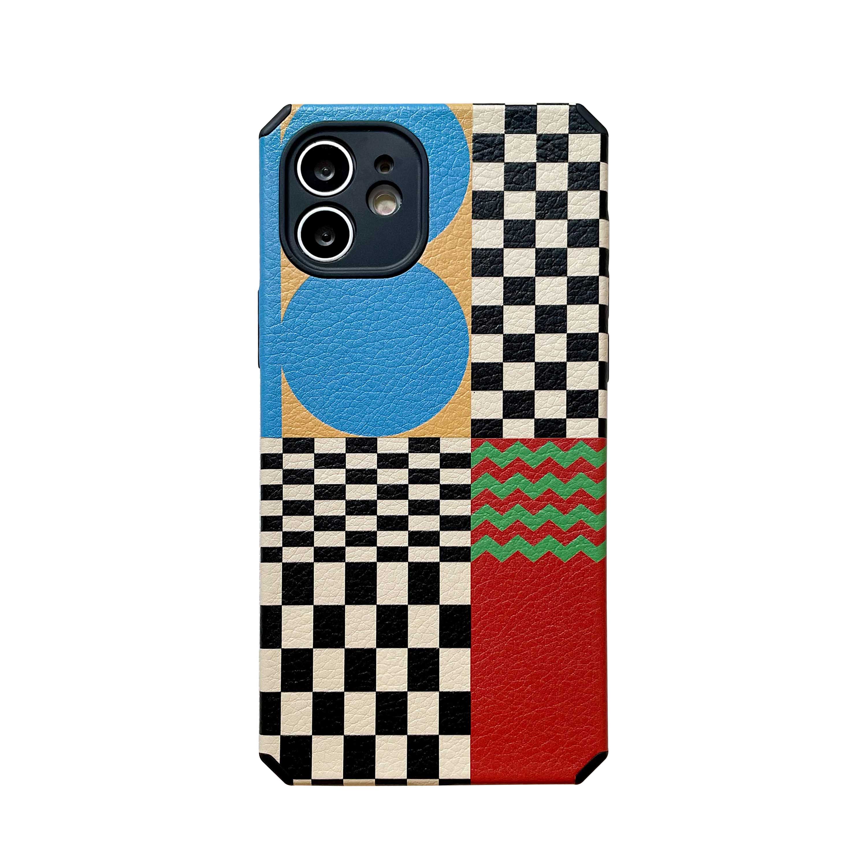 New Lattice grid phone case 3D Leather for iphone