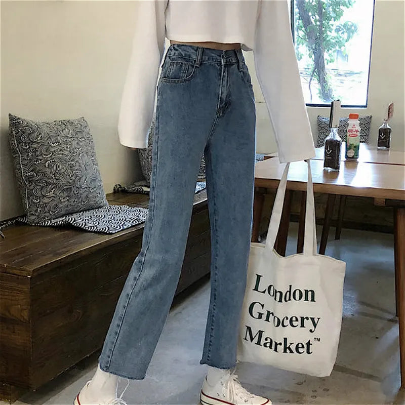 Summer Chic Women's Jeans Trendy Straight Denim for Vintage Leisure
