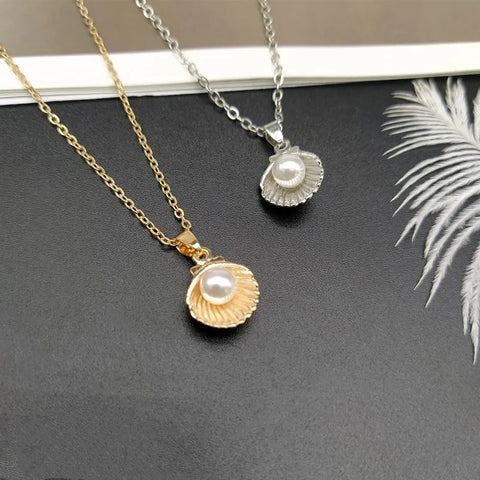 Shell Imitation Pearl Pendant Necklace Fashion Collar Neck Jewelry Wholesale