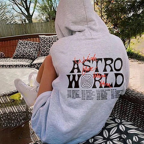 Astroworld Letter Print Fleece Women's Hoodie: Streetwear Chic
