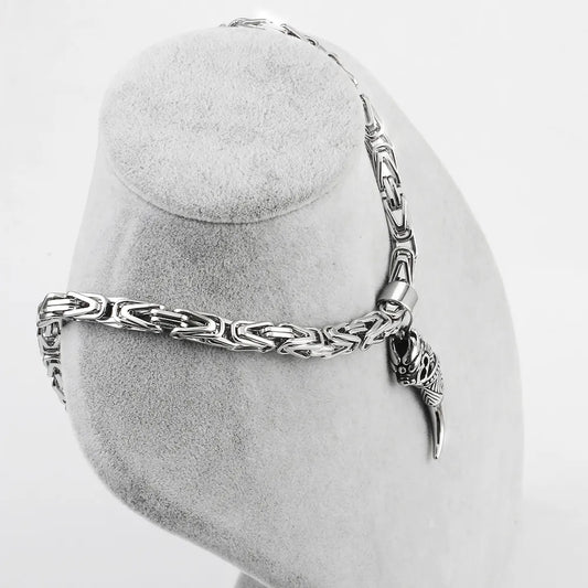 Unique Punk Style: Byzantine Chain Men's Necklace with Customizable Wolf Pendant