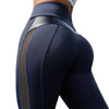 High-Waisted Leather Patchwork Yoga Leggings for Women