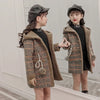 Woolen Coat For Kids Warm Padded Grid Pattern