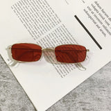 Vintage Retro Shades Rectangle Sunglasses UV400 Metal Square