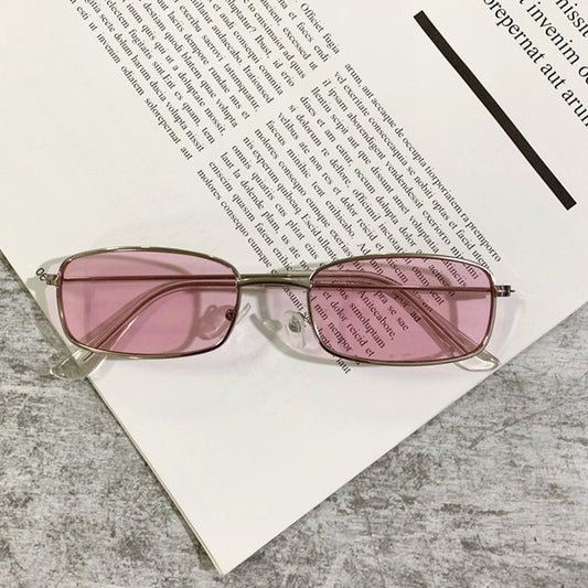 Vintage Retro Shades Rectangle Sunglasses UV400 Metal Square
