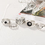 New 5 Pieces Punk Poker Billiards Rings for Women Funny Goth Festival Jewelry