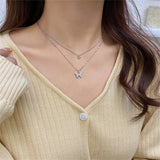 New Shiny Butterfly Necklace Ladies Exquisite Double Layer Clavicle Chain Necklace