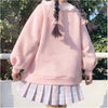 2024 Spring Women Lace Neck Cute Harajuku Kawaii Sweatshirt Lolita Girl Pink Pullover