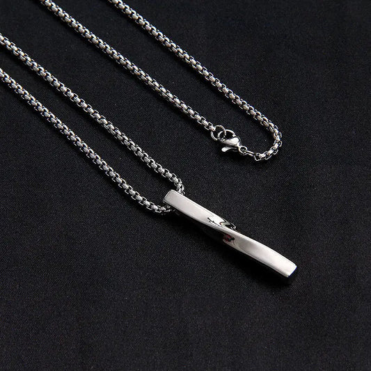 Stylish Men's Jewelry: Black Necklace with Rectangle Pendant, Perfect for Gifts