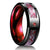 Fashion 8mm Men Red Groove Beveled Edge Stainless Steel Celtic Dragon Ring