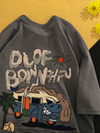 Trendy Retro Boys Hip Hop Couple Outfit Half Sleeve Cartoon