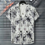 Summer Ready: Orange Aloha Shirt for Men with Short Sleeve Design