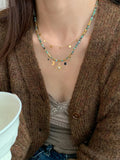 Peri'sBox Vintage Natural Stone Beads Necklace Women's Charm Mang Star Pendant