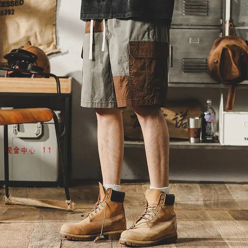 Vintage Summer Casual Shorts Men's Elastic Waist Drawstring
