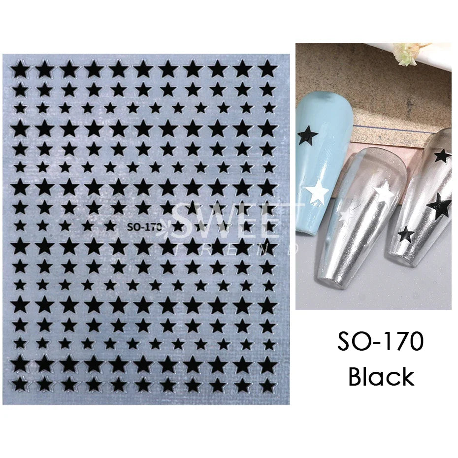 3d Bronzing Laser Cross Stars Y2k Nail Sticker Adhesive Manicure