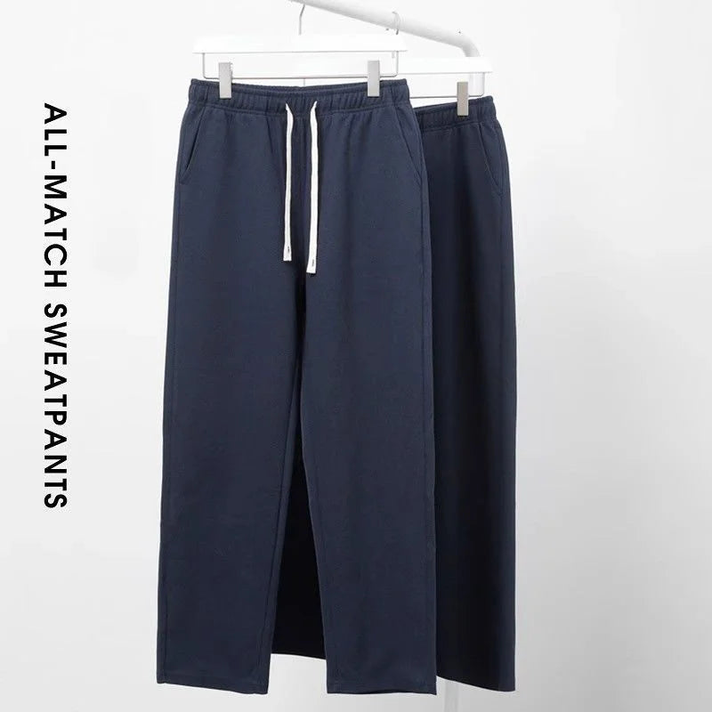 Men's Loose Straight Pants Diagonal Stripes Elastic