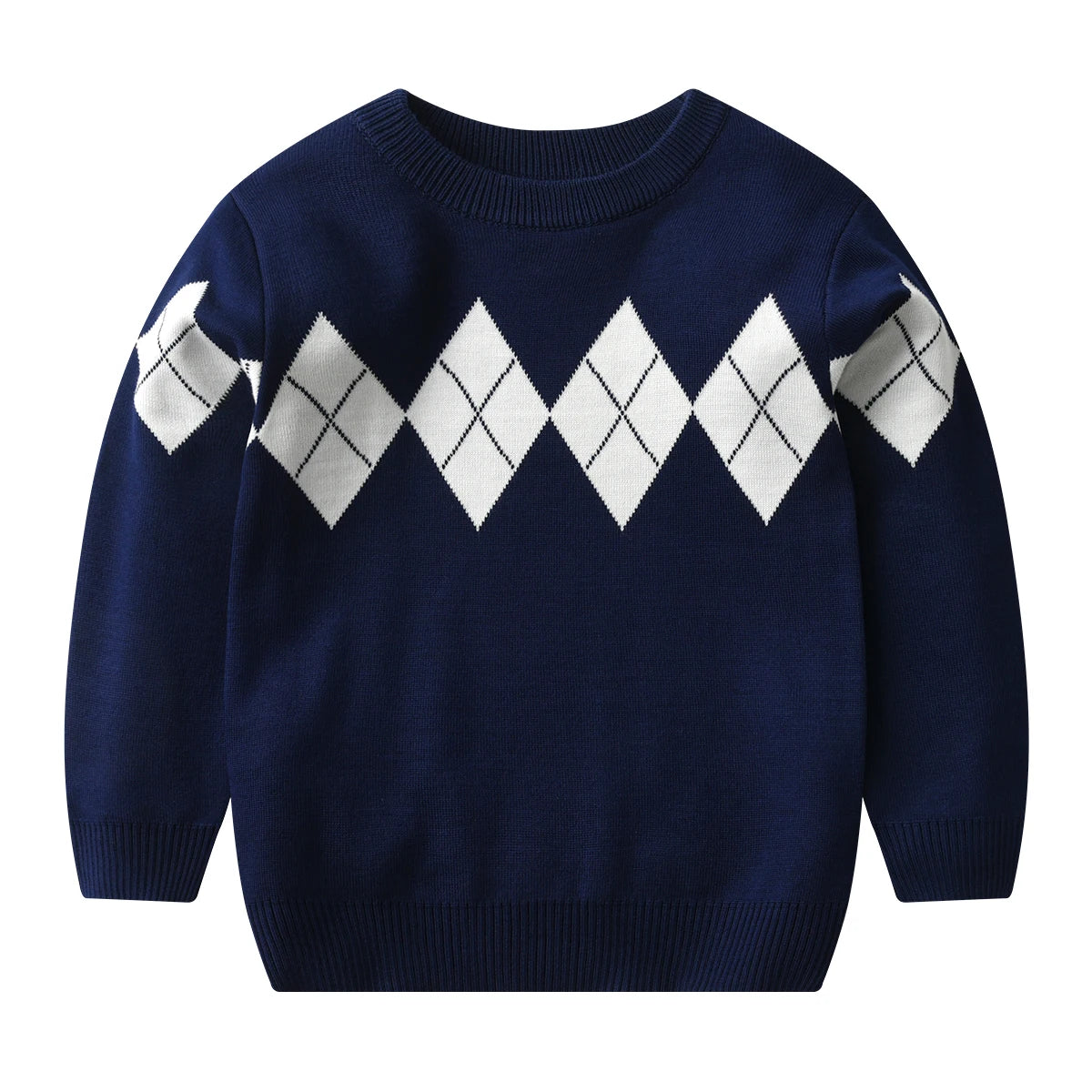 Warm Plaid Hooded Sweater  Boys College Style Knitwear