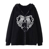 Retro Gothic Skeleton Hoodies Y2K Zip-Up Fashion for Women in Harajuku Style