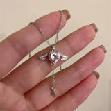 Korean Crystal Egirl Punk Necklace - Y2K Butterfly Pendant for Women's Fashion Jewelry Gift Christmas