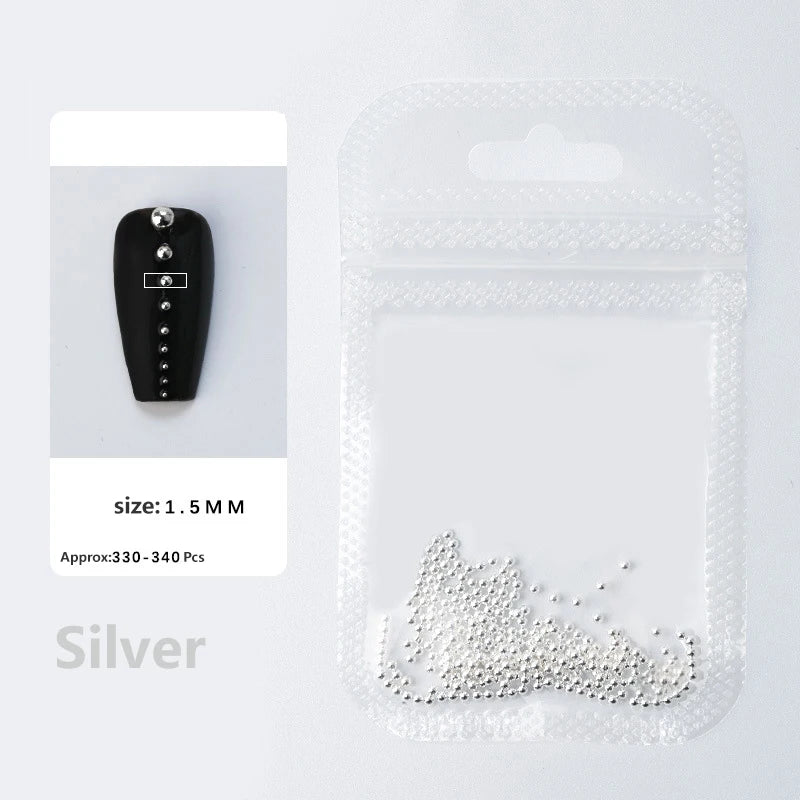 0.4mm-1.5mm Nail Art Beads Steel Ball Metal Micro Caviars Alloy