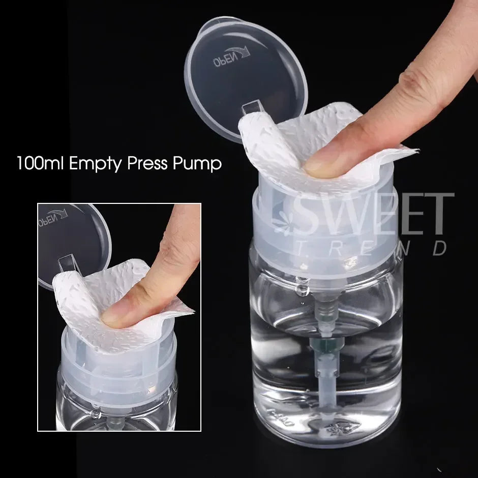100 ml Nail Storage Refillable Bottles Empty Liquid Press Pump