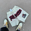 Letter Print Mens Shorts Street Fashion Rhinestone Basketball
