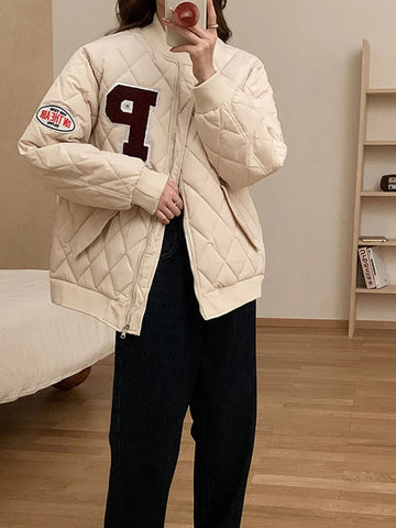 Vintage Argyle Parka Korean Casual Winter Jacket