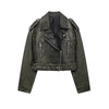 Women's Faux Leather Moto Jacket: Long Sleeve Biker Coat