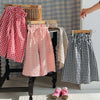 Kids Pants Plaid Printed Wide-leg Pants Flower Waist Summer Culottes Girls