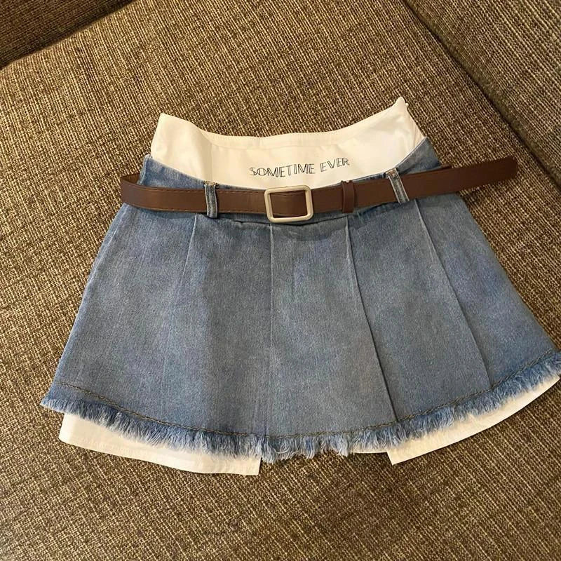 Y2K Patchwork Denim Mini Skirt