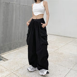 Korean style solid color women's cargo pants Y2K straight trousers