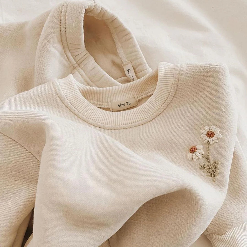 2PC Winter Thick Baby Set Warm Sweatshirt & Pant
