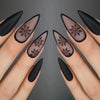 Matte Black Snowflake Nails