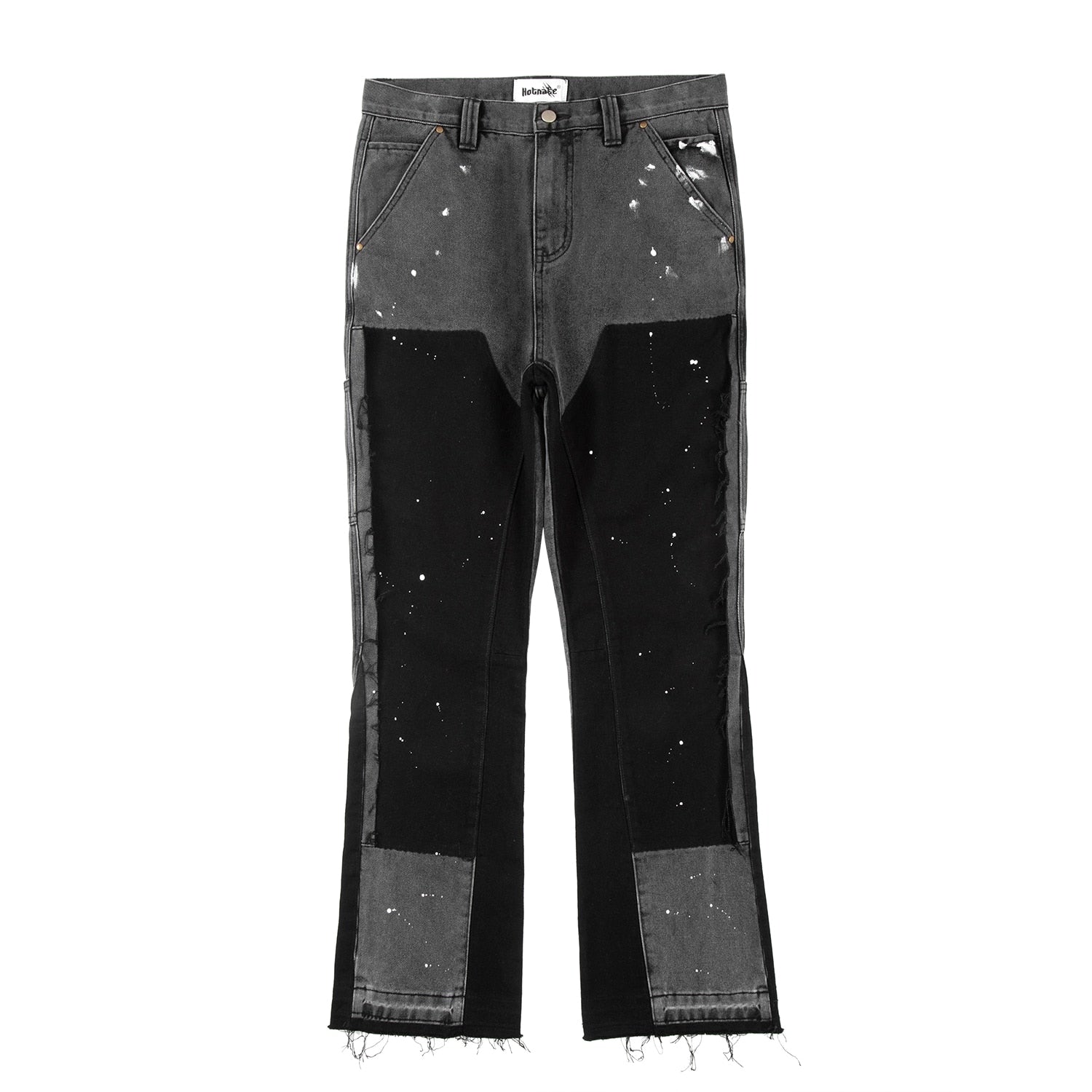 High Street Micro Flare Jeans: Y2K Speckled Ink Denim for Men